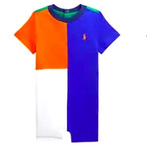 NWT Polo Ralph Lauren Baby Boys Color-Blocked Cotton Jersey Shortall 9 Months